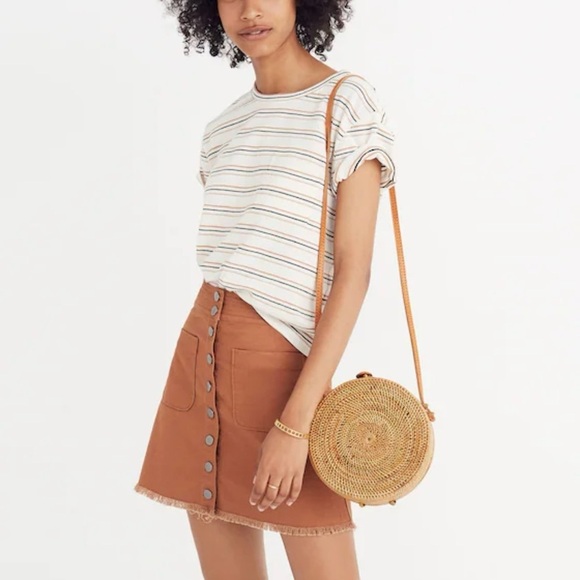 Madewell Dresses & Skirts - Madewell High Waist Snap Mini Skirt in Rust Brown Womens Size 6 Preppy Y2K